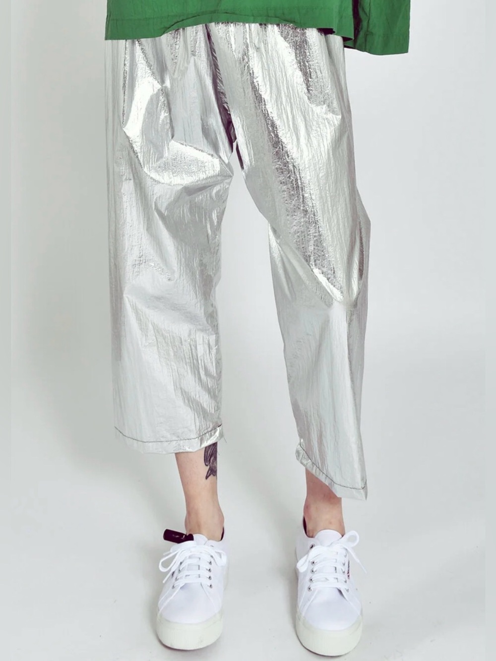 Uzi nylon silver pants